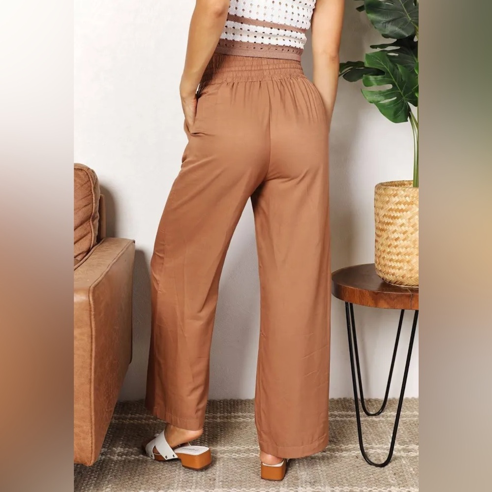 SALE!! NWT Double Take Drawstring Smocked Waist Wide Leg Pants Size Medium - Picture 3 of 5